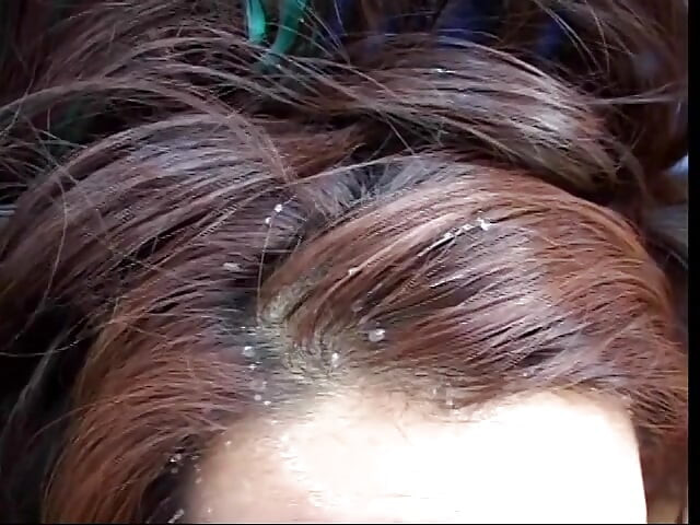 Big cum load on a cute brunette teen girl who gives a great pov blowjob