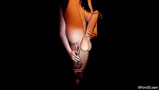 Futa-riesin benutzt mädchen als sextoy, riesige futanari-dominanz