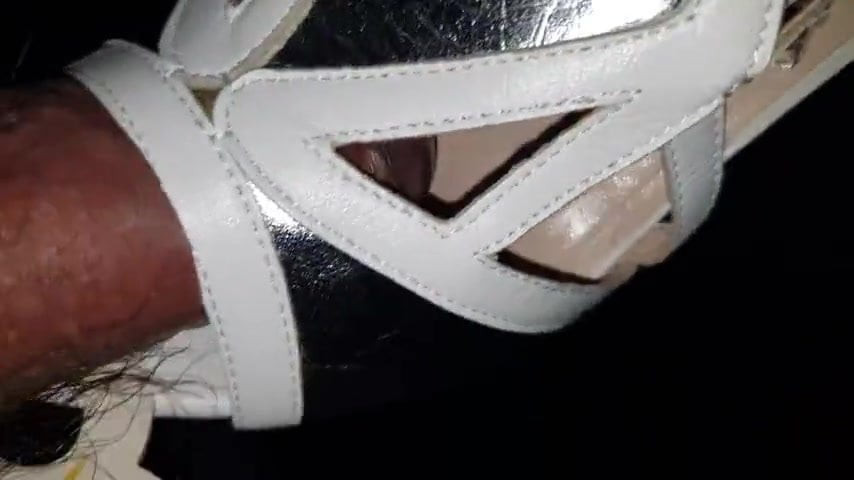 Fuck cum white heels
