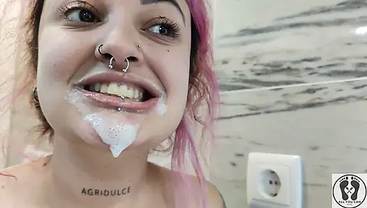 4K языком, Uvula лицо, зубная щетка, хорошее качество изображение