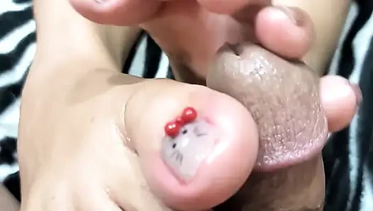 Acoletteyyy's Cutesy Toes Pressie-Pressed His Sensitive Cock Head to Cumming Hard