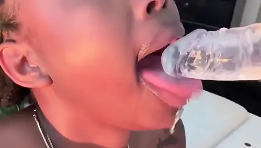 Ebony Suck Dildo Blowjob