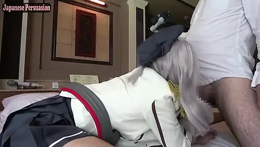 F Cup donanma tarzı kıyafetli büyük memeli cosplayer samimi bir ana dönüşen özel bir otel çekiminin tadını çıkarıyor