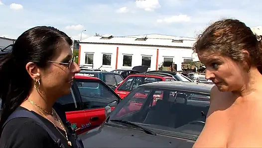 Blonde German MILF with Naturals Gets Pounded Outdoors by