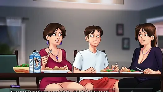 Aunt-in-law at Family Dinner Ends Up Tempting Landlady's Stepson - Summertime Saga