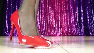 Brain squeeze in high heels and veiled pantyhose ASMR - foot fetish domination
