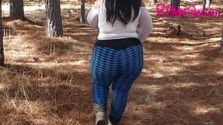 Sexy Stepmom BBW Walking Outdoors Showing Big Ass Latina