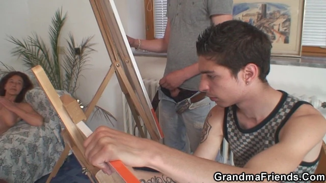 Hot grandma and boys teen threesome fuck