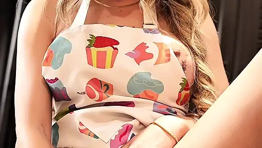 Horny Beautiful Maid Shoves a Thick Cucumber Into Her Tight Pussy in Her Boss's Kitchen