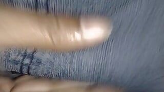 Rough dick jerking rubbing inside jeans inside public toilet