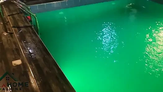 Hot Karashika Rides Big Cock at the Pool.