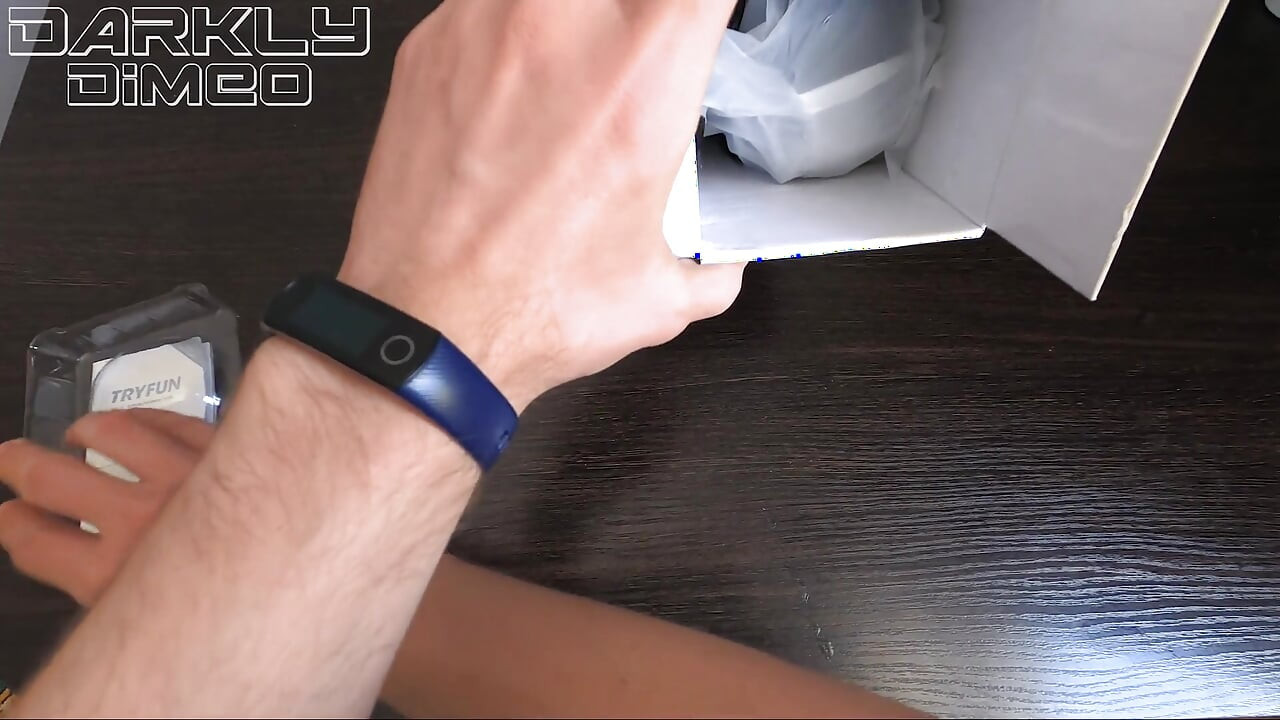 Horny guy uses an automasturbator, moaning heavily, experiencing the best orgasm of his life, unboxing the Tryfun toy