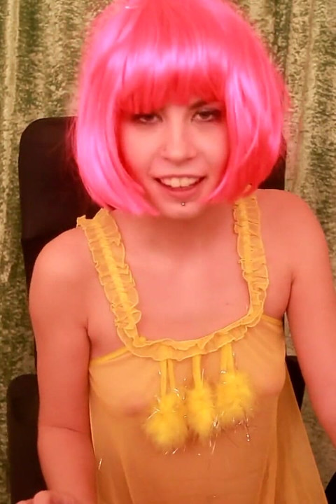 Colored hair teen masturbation