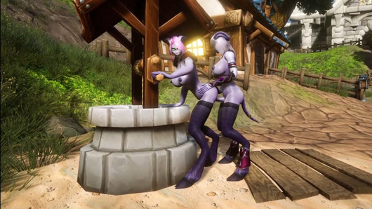 Draenei Futa baise une fille draeneï sur le puits à souhaits : Warcraft Porn Parody