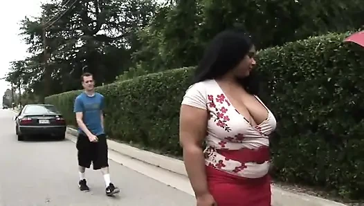 Big and fat girl with huge boobs banged by skinny boy