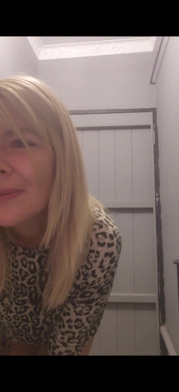 Powerful moment from "Cute blonde fingering her pussy in bar public bathroom"