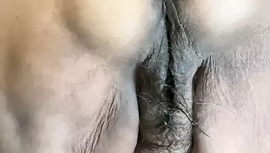 Wearing panties, going to a new home & pissing with hairy pussy