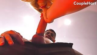 Cuckold POV - Hubby watch from below while hotwife sucks cock