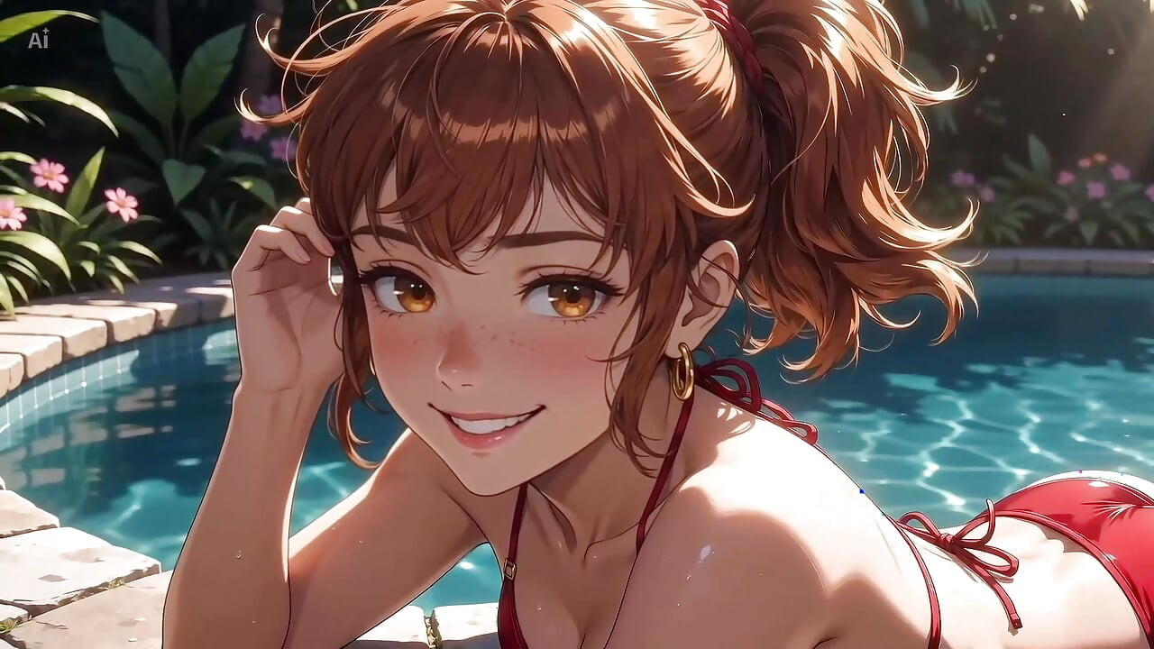 AI Girl Sensually บนสระน้ํา - Studio Ghibli Style