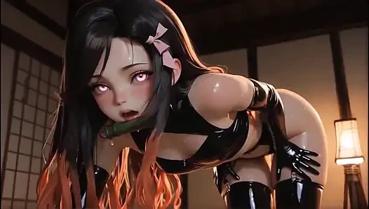 Nezuko Kamado Lewd Oiled Tease Compilation Ai Generated