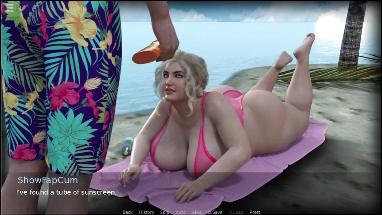 Fat Sluts On The Sun - Game Guy Fucks Milf On The Beach With Big Tits Girlfriend Swallows His Cum