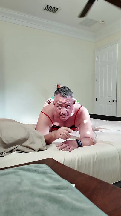 Stepdaddy in Stepmommy's Lingerie Begging for His Boy