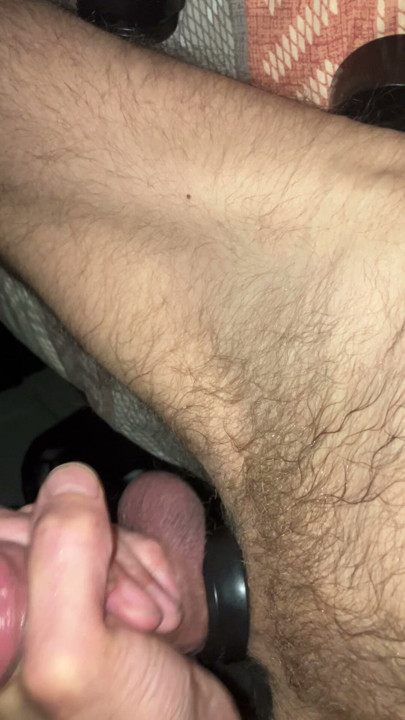 Slapping my cock against my tummy.......