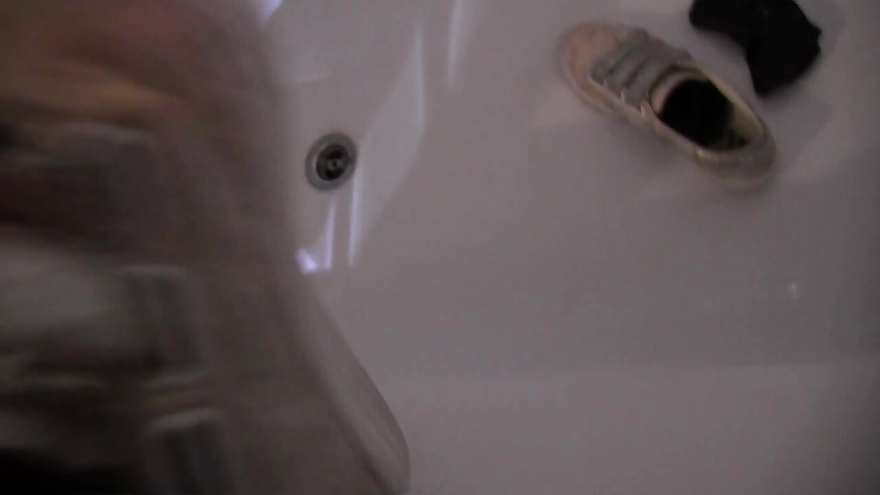 Marion's left sneaker full piss fuck and cum