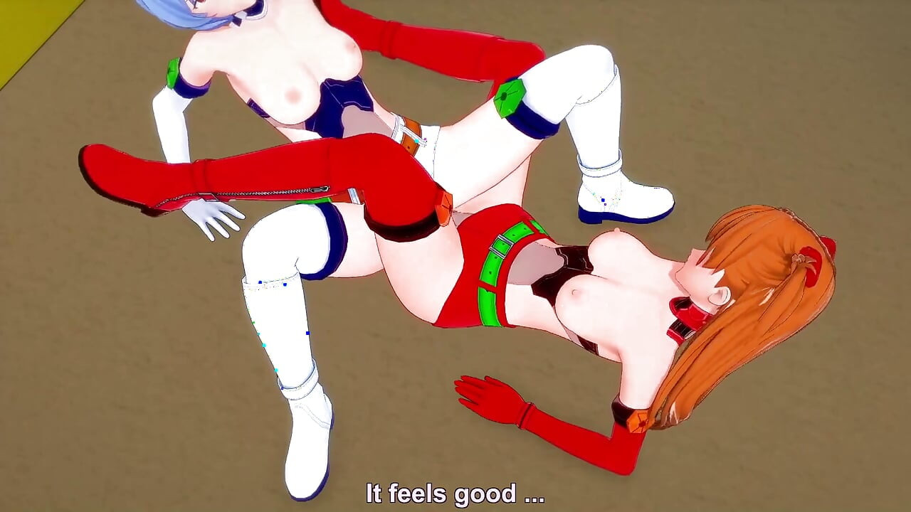 Asuka i Rei lezbejske makazice u toplesu - Neon Genesis Evangelion Hentai Parodija