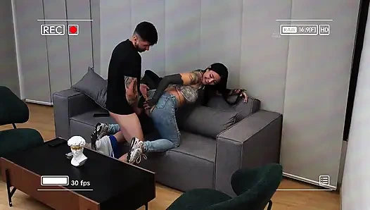 What a! I Fuck My Stepsister's Best Friend Through Ripped Jeans While We Play One