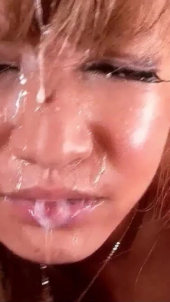 Powerful moment from "Cute Japanese Teen in Rare Bukkake and Creampie Gangbang"