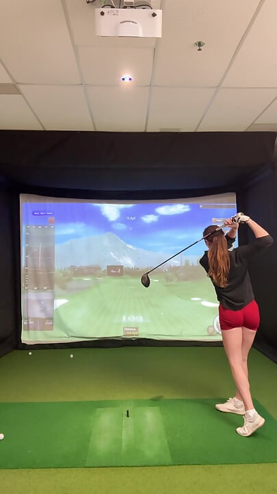Trying to Golf in a Simulator with My Lush in! Trying Not to Cum While I Swing!