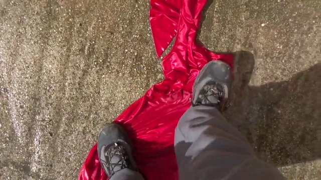 clean shoes on red dress