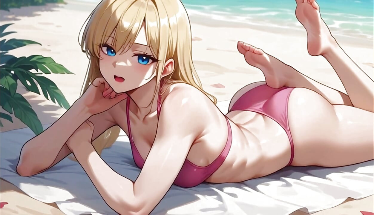 Blonde Bimbo at the Beach Anime AI