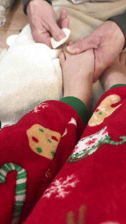 stepdaddy takes off his sweeties toenail polish