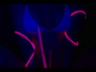 Hot Blonde dances and inserts glow sticks in ass and pussy