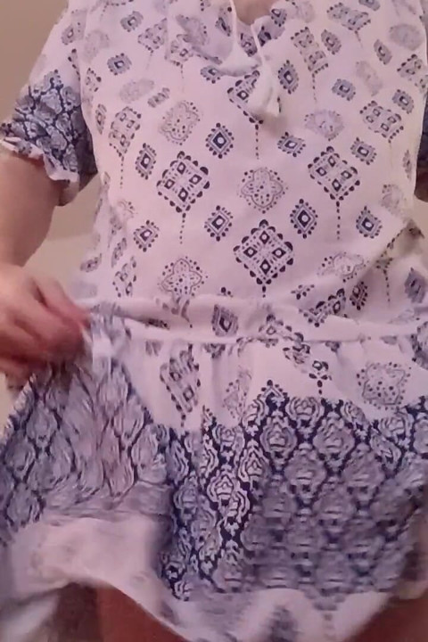 Plava i bela duga haljina