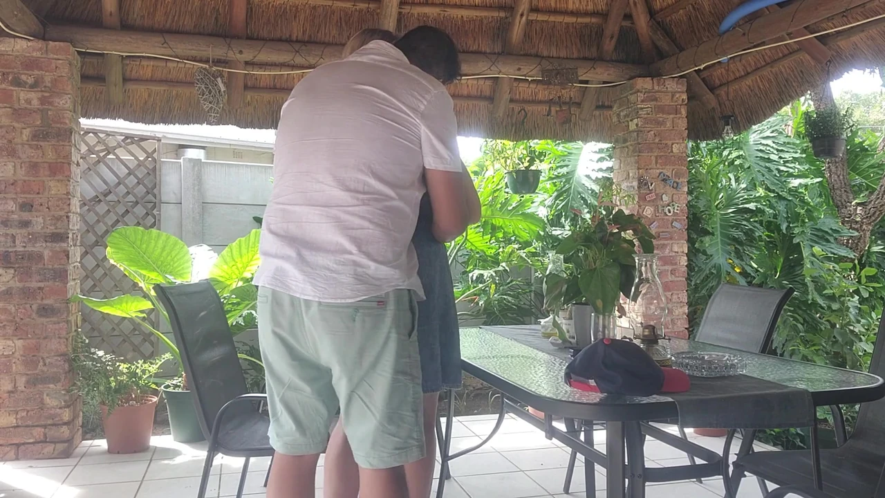 Fucking my neighbours wife creampie on the patio