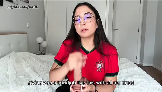 CELEBRATE PORTUGAL'S WIN AND CUM ON MY TITS - JOI BLOWJOB