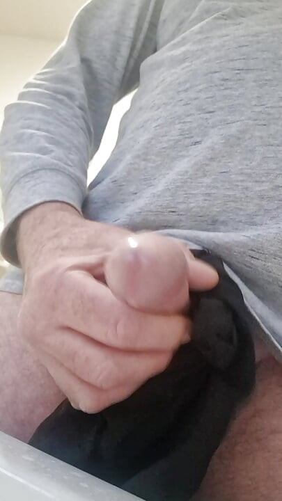 Wanking my cock with a pair of my girlfriends knickers tied around my shaft. Big cum shots