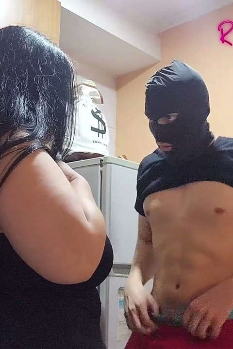 Videos for Fans: a Masked Young Man Fucks Me in the Kitchen and I Enjoy It