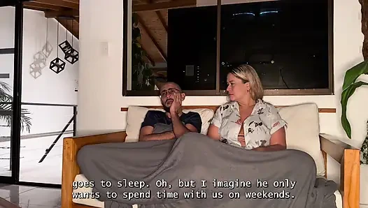 My horny brother-in-law is staying over, so I decide to ride his big, hairless cock with my MILF pussy until it's full of cum!