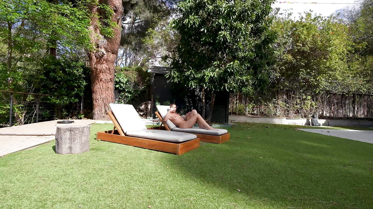 Slutty step sis sunbathes naked