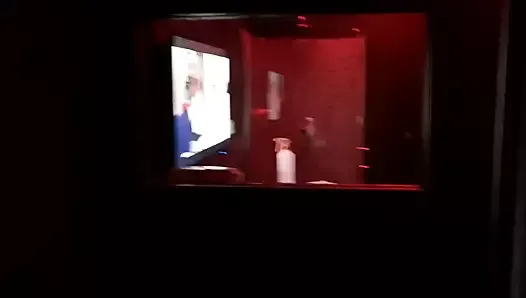 completely naked in adult theater cabin