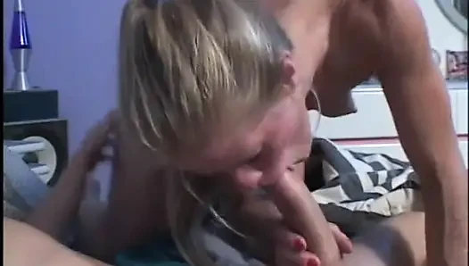Tall blonde cougar stepmom with small tits gets her pussy pounded by her stepson