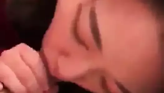 Horny Asian passionately licking sucking dick