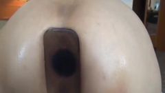 Colossal anal dildo fucking amateur milf