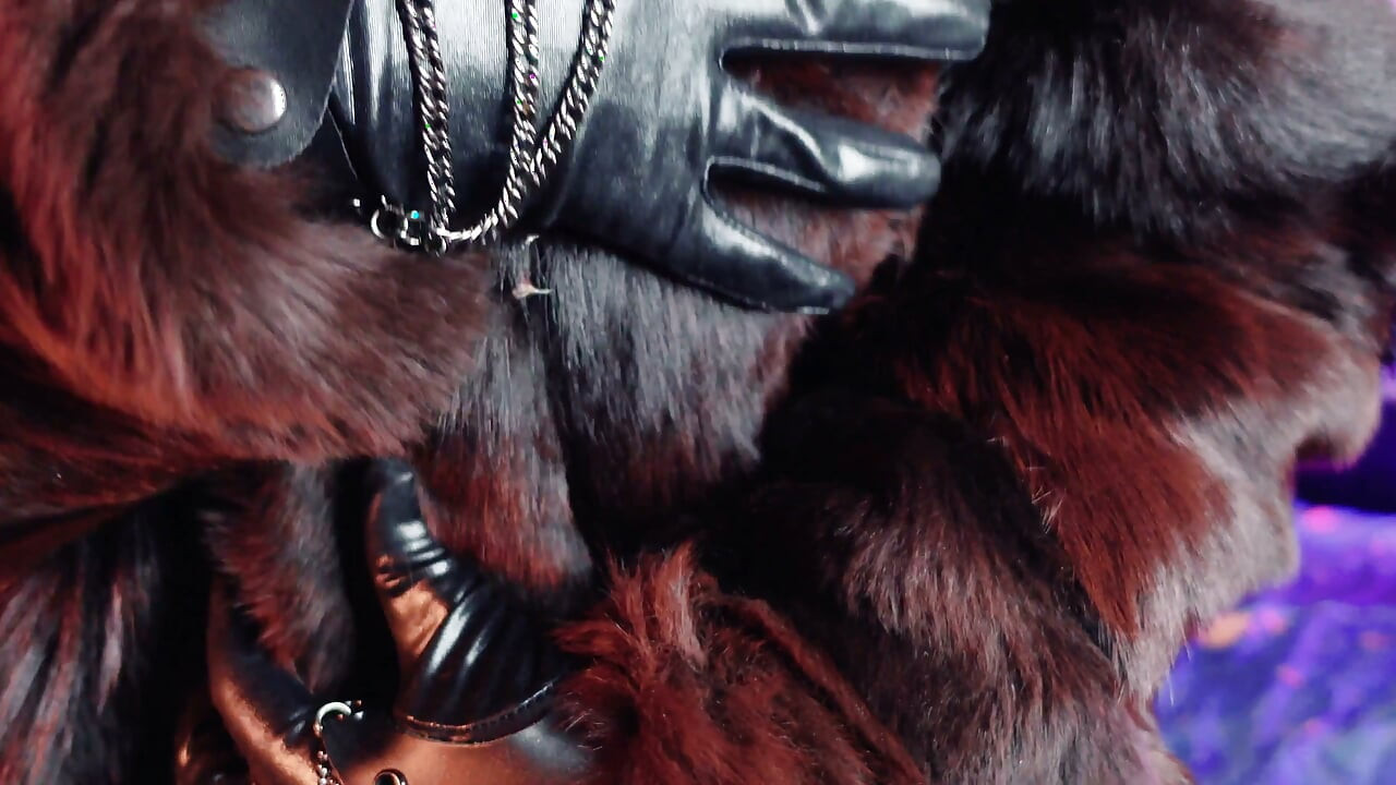 FUR FETISH video: beautiful Mistress tease and seduce. ASMR and JOI. Arya Grander.