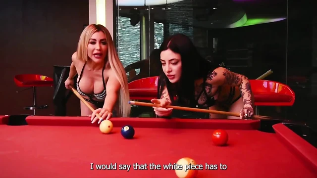 Two Horny Girls Have Sex with a Stranger on a Pool Table - Carla Boom
