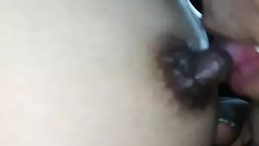 Dark Latina nipple sucking